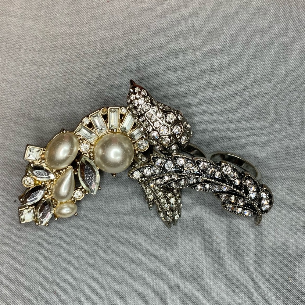 Costume Statement Rings • Silver, Double Rings